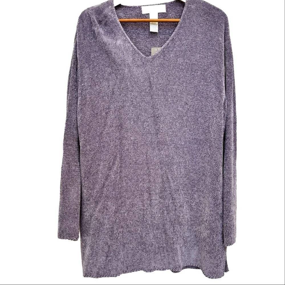 Jones New York V Neck Long Sleeve Lavender Knit Tunic Sweater 2X NWT